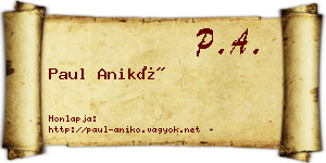 Paul Anikó névjegykártya