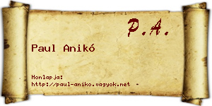 Paul Anikó névjegykártya
